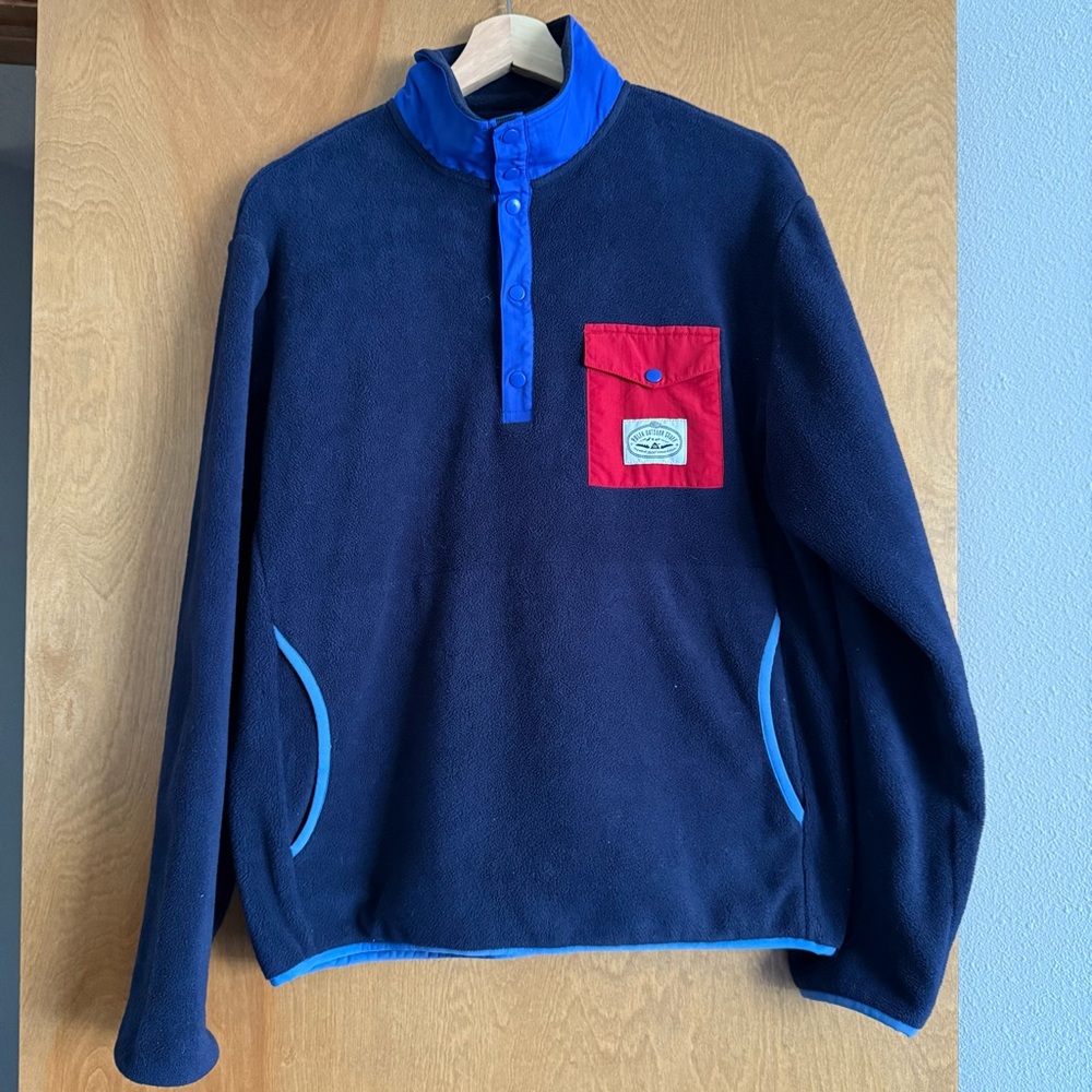 Poler Navy Fleece Pullover with Red and Blue Accents
